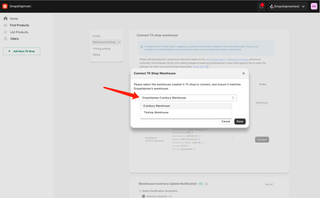 tiktok dropshipman warehouse step9